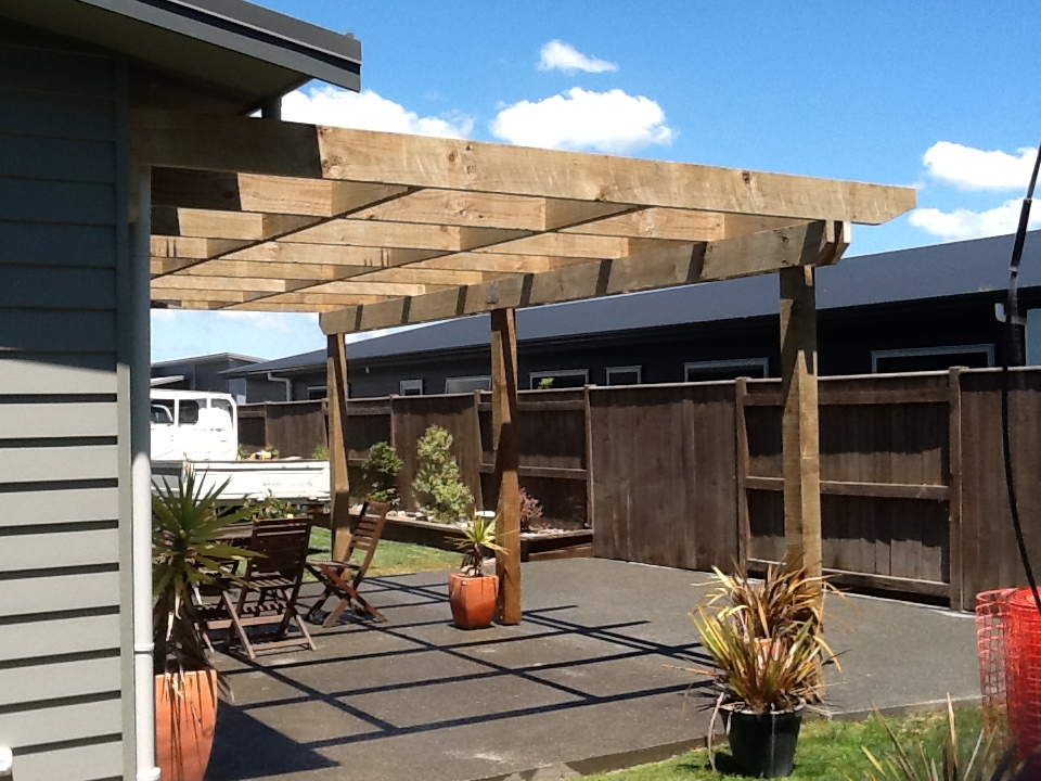 Timber pergola and prepared outdoor patio area
